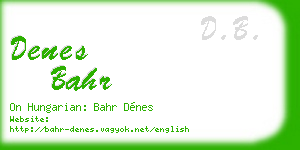 denes bahr business card